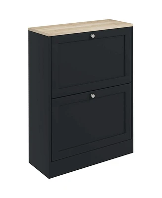 Homcom Slim Shoe Cabinet with 2 Flip Drawers & Adjustable Shelves,