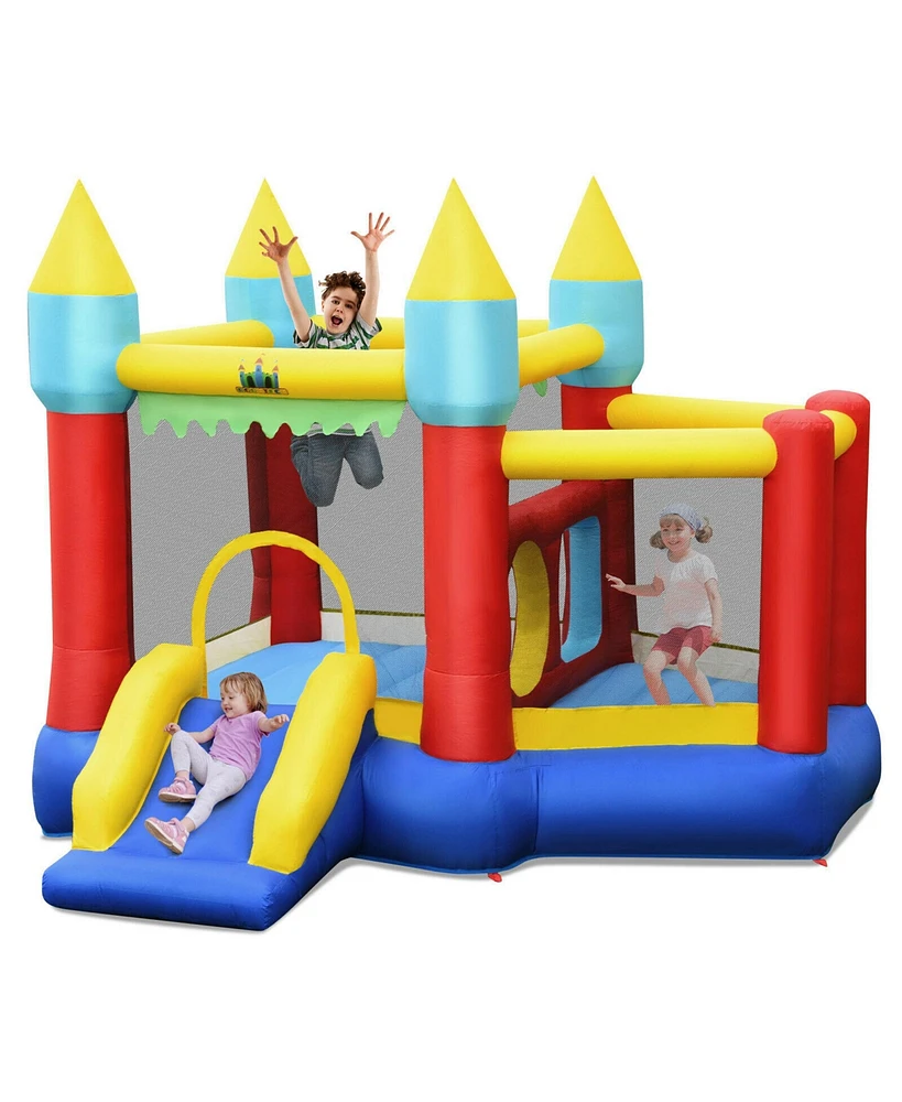 Gymax Inflatable Bounce House Slide Jumping Castle Ball Pit Tunnels Without Blower