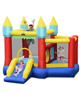 Gymax Inflatable Bounce House Slide Jumping Castle Ball Pit Tunnels Without Blower