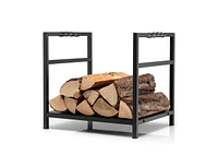 Gouun Firewood Log Rack with Unique Handle and Raised Feet