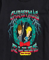 Airwaves Men's Beavis Butthead Christmas Rules Short Sleeve Tee