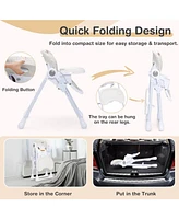 Gouun Kids High Chair Folding Feeding Chair with Multiple Recline and Height Positions