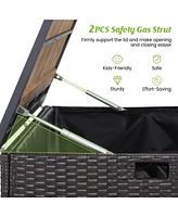 Gouun 134 Gallon Rattan Storage Box with Zippered Liner and Solid Acacia Wood Top