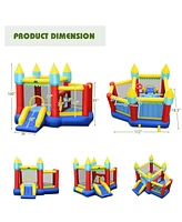 Gymax Inflatable Bounce House Slide Jumping Castle w/ Tunnels Ball Pit & 480W Blower