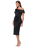 Xscape Women's Asymmetric-Neck Side-Drape Dress