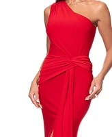 Xscape Petite One-Shoulder Draped-Detail Gown