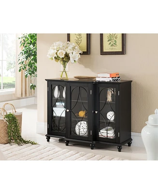 Kings Brand Furniture Wood Storage Sideboard Buffet Cabinet Console Table, Black