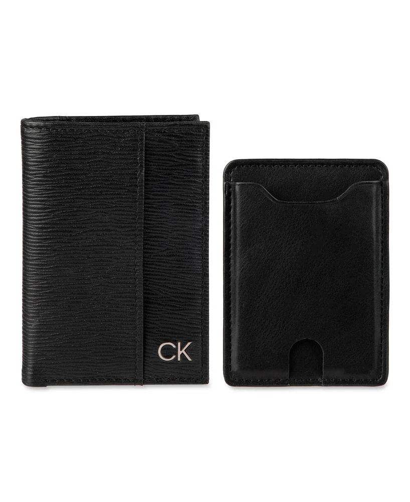 Calvin Klein Men's Rfid Duofold Wallet and Magsafe Card Case Wallet, 2-Piece Set