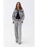 Nocturne Women's Oversized Stone-Embellished Jean Jacket