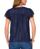 Vince Camuto Women's Metallic-Stripe Flutter-Sleeve Top