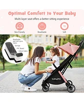 Gymax Portable Baby Stroller One-Hand Fold Pushchair W/ Aluminum Frame