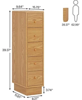 Tribesigns 5-Drawer Narrow Dresser, Set of 2, Wood Tall Dresser for Bedroom,Skinny Dresser Chest of Drawers, Slim Storage Drawers Organizer for Small