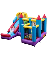 Gymax Inflatable Bounce House 5-in-1 Inflatable Bouncer Indoor & Outdoor Blower Excluded