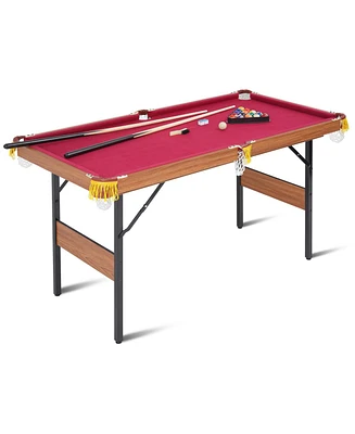 Inolait 54in Portable Folding Billiard Table for Kids and Adults, Indoor Pool Arcade Game Table