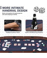 Sugift 71in Foldable Poker Table, 8 Player Texas Holdem Table, Folding Leisure Game Table, Portable Casino Table with Padded Rails and Cup Holders