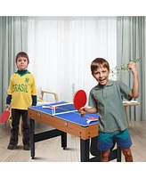 Sugift 4ft 7-in-1 Multi Game Table Set, Combo Game Table w/Hockey, Pool, Foosball & More for Family & Friends