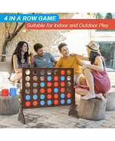 Sugift Giant Wooden 4-in-a-Row Game, Outdoor & Indoor Connect 4 Game w/42 Discs & Carrying Bag, Fun for All Ages