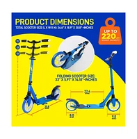 SereneLife Lightweight Foldable Kick Scooter for Adults, Adjustable Height (Blue)