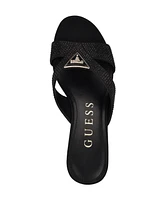 Guess Women's Lonaa Rhinestone Cork Platform Wedge Sandals