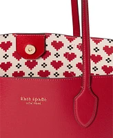 kate spade new york Bleecker Pixelated Hearts Pop Print Crossgrain Leather Medium Tote with Removable Pouch