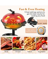 Costway Electric Bbq Grill 1350W Non-stick 4 Temperature Setting Outdoor Garden Camping