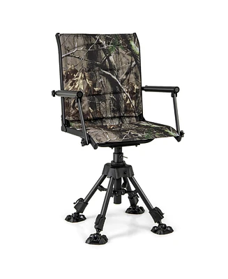 Costway Swivel Hunting Chair with 4 360° Adjustable Legs Folding Silent Swivel Blind Chair Camouflage