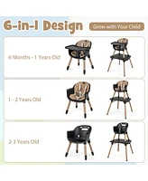 Costway Toddler 4 1 High Chair Convertible Table Set with Pu Cushion