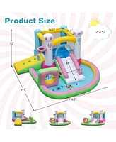 Costway Inflatable Bounce House with Slide Jumping Area Obstacle Ball Pit 502W Blower