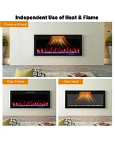 Costway 40" Linear Electric Fireplace 1500W Recessed Wall-Mounted with Multi-Color Flame