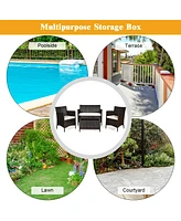 Gouun 4 Pieces Comfortable Outdoor Rattan Sofa Set with Glass Table