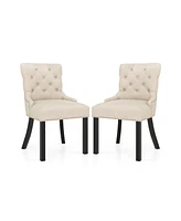 Gouun Upholstered Dining Chairs Set of 2 Tufted Wingback Chairs with Rubber Wood Legs