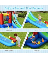 Gymax Kids Inflatable Bounce House Castle 9 in 1 Water Slide Park Without Blower