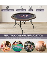 Inolait 50inch Upgraded 8 Players Foldable Poker Table, Portable Texas Holedem Table