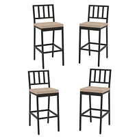 Gymax Patio Bar Chair Set of 2 Heavy Duty Metal All Weather Bar Stools w/ Backrest