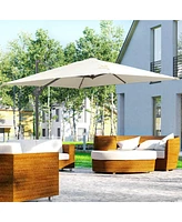 Outsunny 8x8ft Square Offset Cantilever Market Patio Umbrella w/ Cross Dark