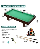 Sugift 36" Mini Tabletop Pool Table, Compact Billiards Game Set w/Accessories for Family Parties & Game Rooms