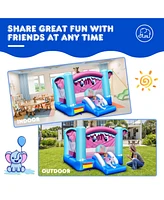 Gymax Inflatable Bounce House 3-in-1 Elephant Theme Inflatable Castle w/ 480W Blower