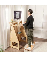 ECR4Kids Maker's Puzzle Sit or Stand Desk, Natural