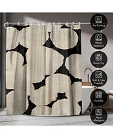 Americanflat 71x74 Beige and Black Shower Curtain - 100% Polyester Shower Curtain