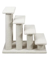 Sugift 4-Step Pet Stairs Carpeted Ladder Ramp Scratching Post Cat Tree Climber