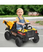 Sugift 12V Kids Ride On Dump Truck with Electric Bucket and Dump Bed