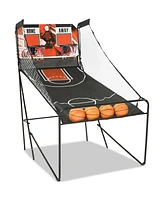 Sugift Foldable Basketball Arcade Game w/Led Scoring, Dual Shot Indoor Hoop Game for 2 Players, Includes 4 Balls