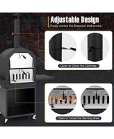 Costway Outdoor Pizza Oven Wood Fired Pizza Oven with Protective Cover 12" Pizza Stone