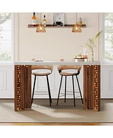 Tribesigns Home Bar Unit, 55.12-Inch Bar Table with a Faux Marble Finished Tabletop, Modern Freestanding Mini Bar for Home Kitchen, Living Room, Balco