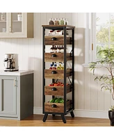 Tribesigns Wood Fruit and Vegetable Storage Rack, 5-Tier Narrow Snack Stand Fruit Basket Kitchen Stand, Pull-Out Utility Organizer for Kitchen, Living