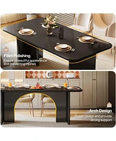 Tribesigns Modern Dining Table for 4-6 People, 62.99" Large Rectangle Kitchen with Arch Design Legs, Black Dinner & Room Fu