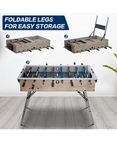 Sugift 48in Game Room Size Folding Foosball Table, Foldable Space Saving Table Soccer Game with 2 Balls