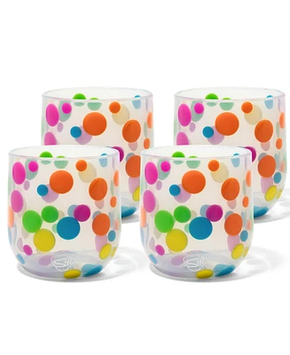 Stemless Wine Glasses 12oz: 4 pk - Polka Dot