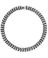 Lab Grown Black Sapphire Pear Shape Triple Row 18" Collar Necklace (100 ct. t.w.) in Sterling Silver