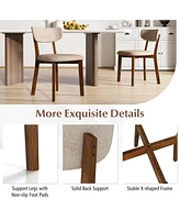 Gouun Dining Chairs Set of 2 Upholstered Mid-Back with Solid Rubber Wood Frame